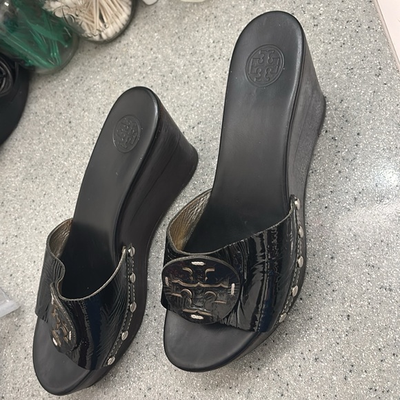 Tory Burch Black Leather Slide Sandals